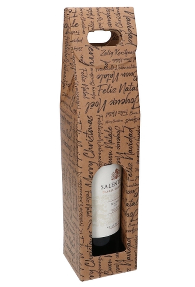 Luxe Wijndozen Vigo Zalig Kerstfeest voor 1 fles 9x9x38.5cm 10stuks