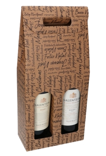 Luxe Wijndozen Vigo Zalig Kerstfeest voor 2 fles 18x9x38.5cm 30stuks