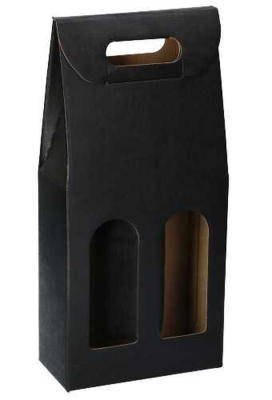 Luxe Wijndozen Vigo Zwart voor 2 fles 18x9x38.5cm 30stuks