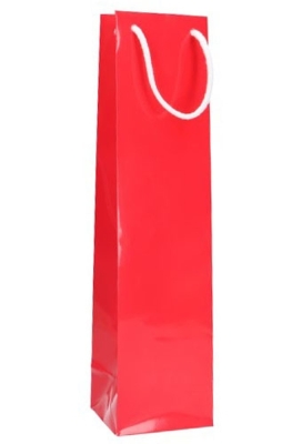Luxe Wijntasjes Parijs Glans Rood Met Koord 10x9x40cm 10stuks