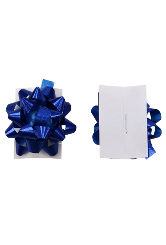 Mini Bows Strik Rond 35mm Metallic Blauw Met Plakker 100stuks