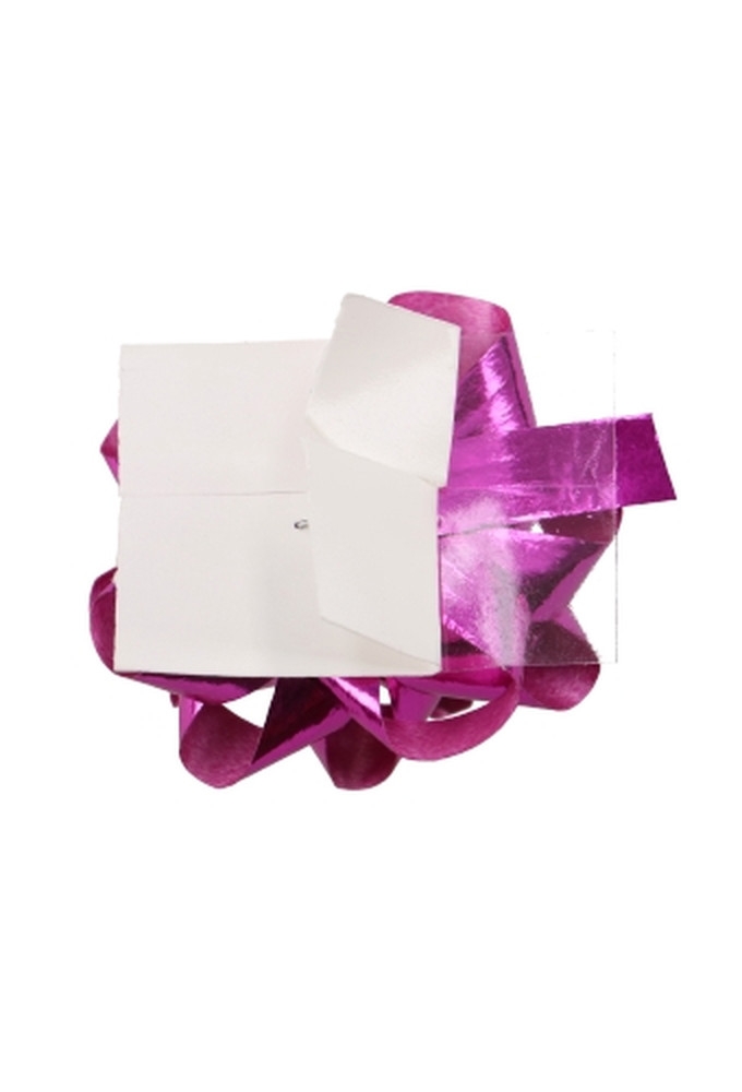 Mini Bows Strik Rond 35mm Metallic Fuchsia met plakker 100stuks