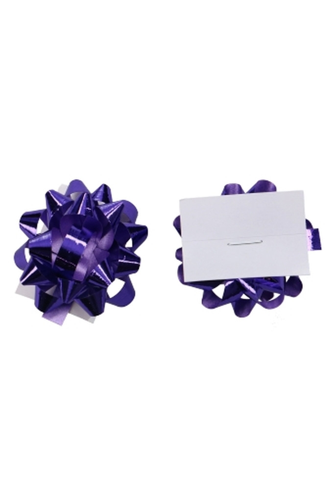 Mini Bows Strik Rond 35mm Metallic Paars Met Plakker 100stuks