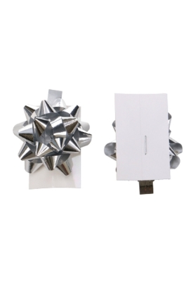 Mini Bows Strik Rond 35mm Metallic Zilver Met Plakker 100stuks