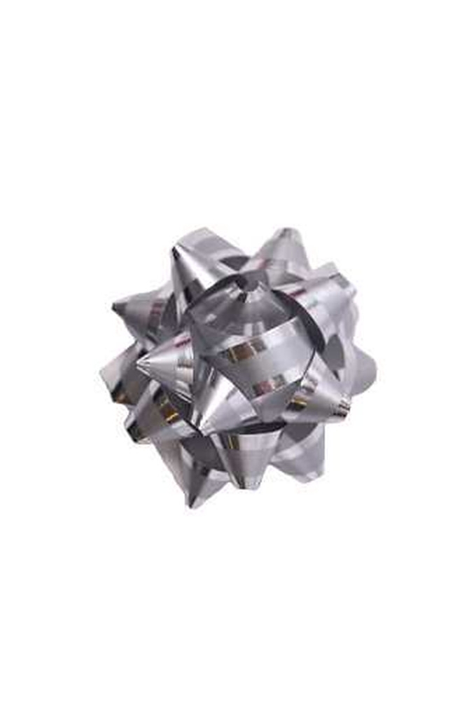 Mini Bows Strik Rond 45mm Metallic & Mat Zilver Met Plakker 50stuks