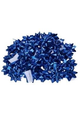 Mini Bows Strik Rond 50mm Metallic Blauw Met Plakker 100stuks