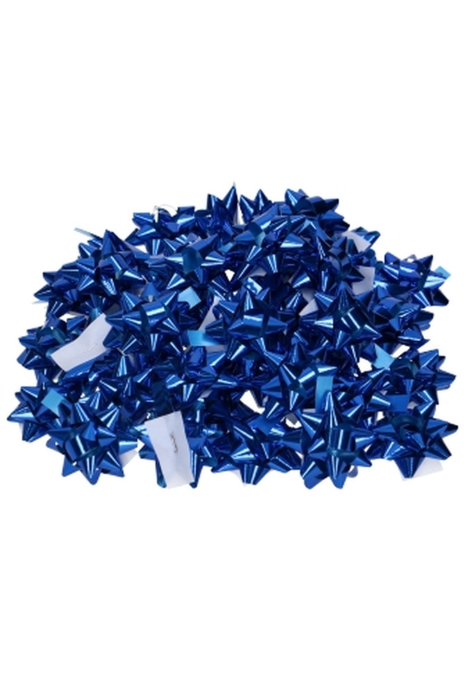 Mini Bows Strik Rond 50mm Metallic Blauw Met Plakker 100stuks