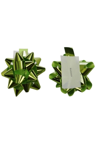Mini Bows Strik Rond 50mm Metallic Lime Groen Met Plakker 100stuks