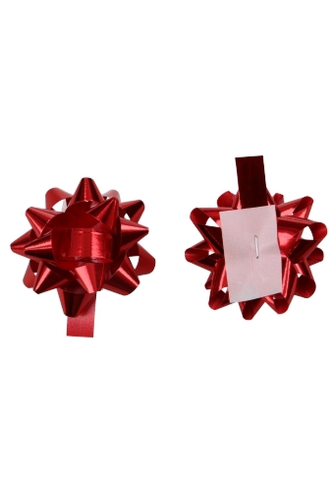 Mini Bows Strik Rond 50mm Metallic Rood Met Plakker 100stuks