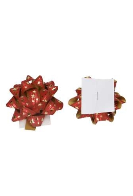 Mini Bows Strik Rond 50mm Mat Rood & Gouden Sterren & Plakker 50stuks
