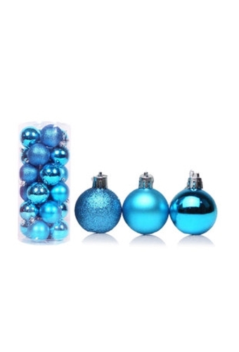 Mini Kerstballetjes Turquoise Met Koord 3cm 24stuks