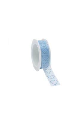 Organza Lint Baby Hearts Blauw 25mm x 20 meter OP IS OP