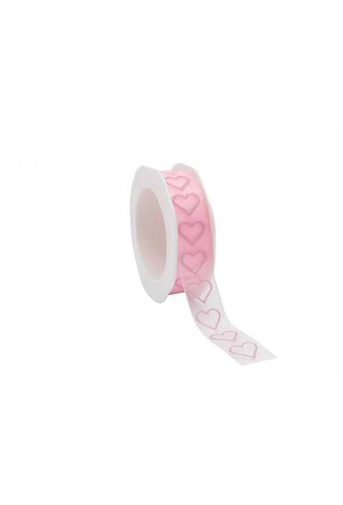 Organza Lint Baby Hearts Roze 25mm x 20 meter.