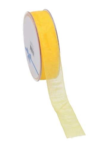 Organza Lint Geel 25mm x 50 meter.
