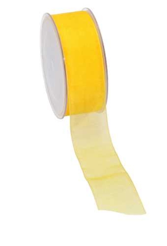 Organza Lint Geel 38mm x 50 meter.
