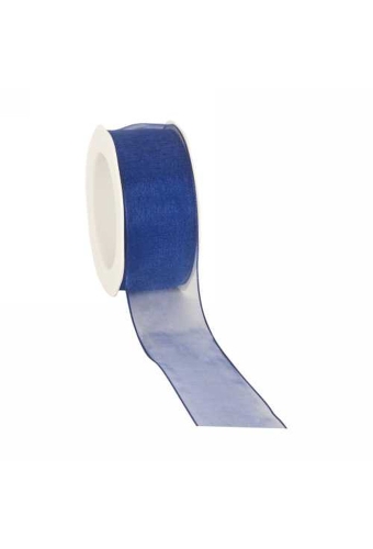 Organza Lint Met IJzerdraad Blauw 38mm x 20 meter