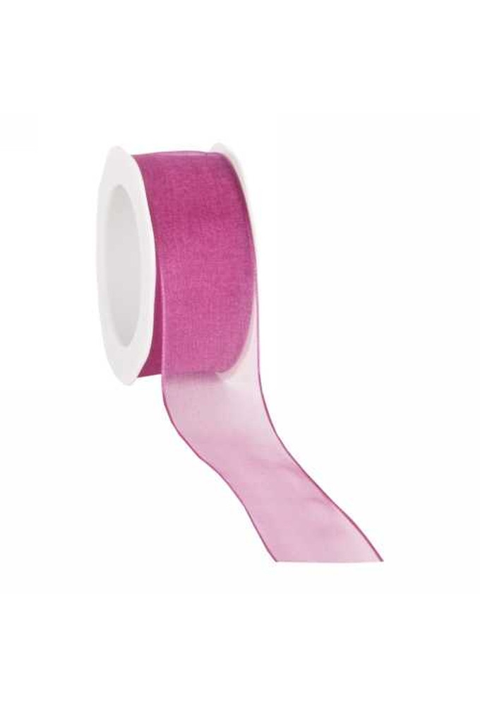 Organza Lint Met IJzerdraad Fuchsia 38mm x 20 meter