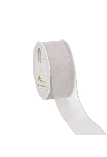 Organza Lint Met IJzerdraad Licht Grijs 38mm x 20 meter