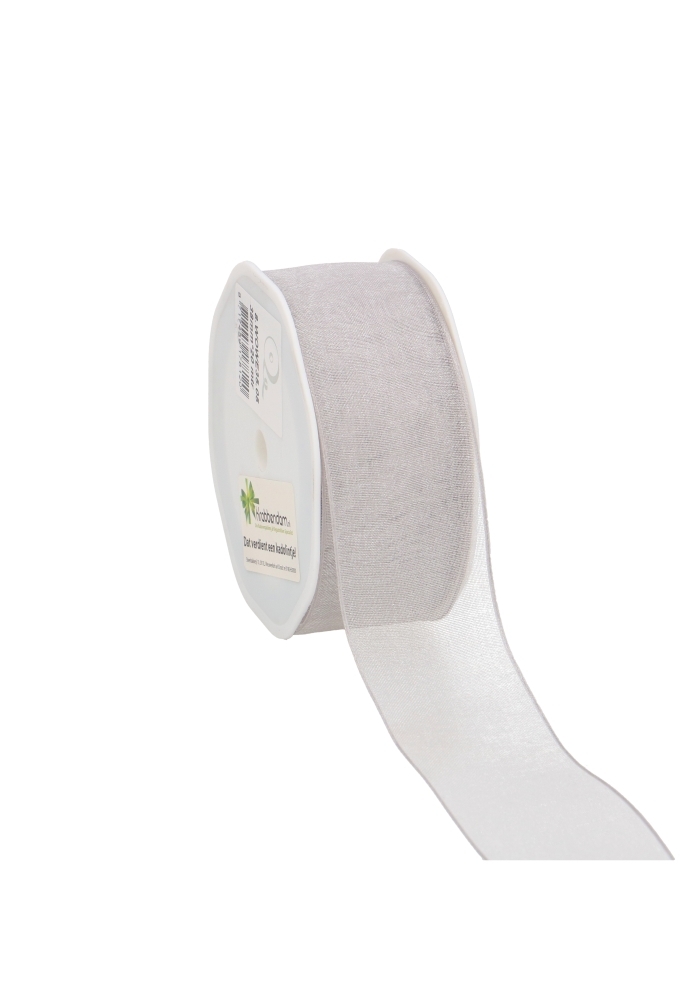 Organza Lint Met IJzerdraad Licht Grijs 38mm x 20 meter
