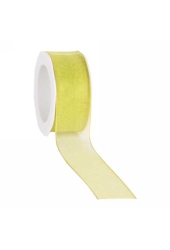 Organza Lint Met IJzerdraad Lime Groen 38mm x 20 meter