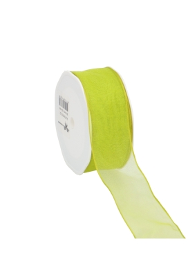 Organza Lint Met IJzerdraad Lime Groen 38mm x 20 meter