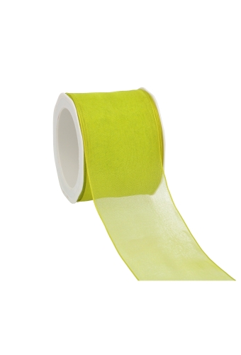 Organza Lint Met IJzerdraad Lime Groen 70mm x 20 meter