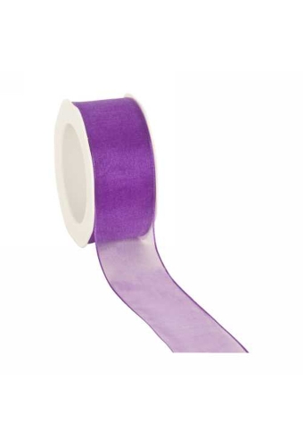 Organza Lint Met IJzerdraad Paars 38mm x 20 meter
