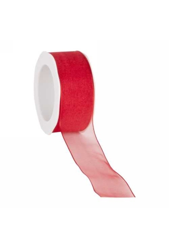 Organza Lint Met IJzerdraad Rood 38mm x 20 meter