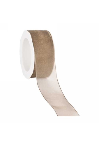 Organza Lint Met IJzerdraad Taupe 38mm x 20 meter