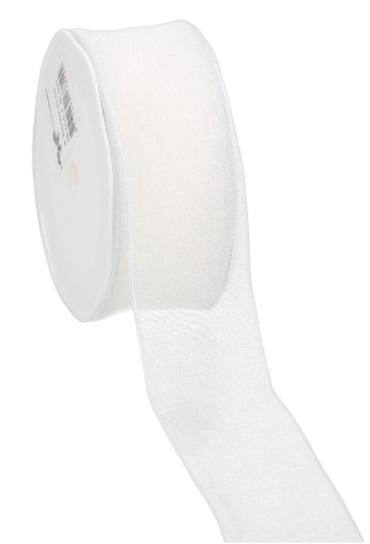 Organza Lint Met IJzerdraad Wit 38mm x 20 meter