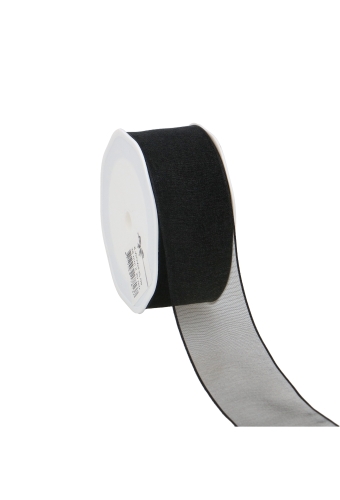 Organza Lint Met IJzerdraad Zwart 38mm x 20 meter