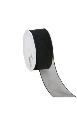 Organza Lint Met IJzerdraad Zwart 38mm x 20 meter