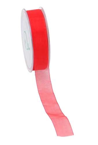 Organza Lint Rood 25mm x 50 meter.