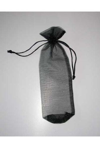 Organza zakjes Flesje 5x24cm Zwart 10 stuks