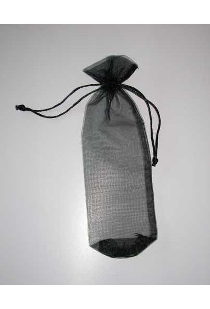 Organza zakjes Flesje 5x24cm Zwart 10 stuks