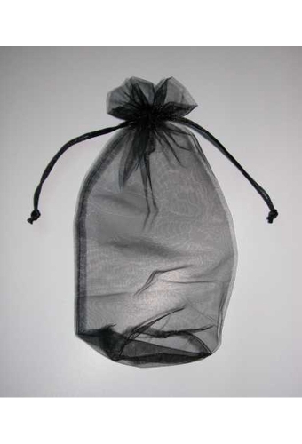 Organza zakjes Flesje 9x27cm Zwart 10 stuks