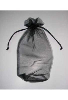 Organza zakjes Flesje 9x27cm Zwart 10 stuks