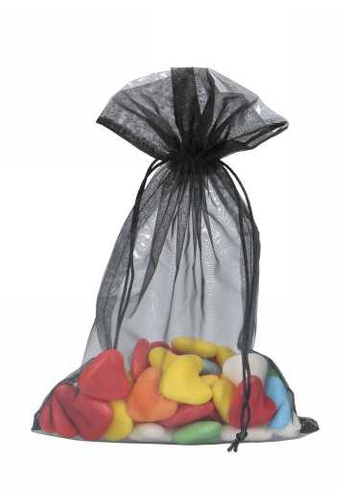 Organza zakjes Zwart Groot XL 20x30cm 10stuks
