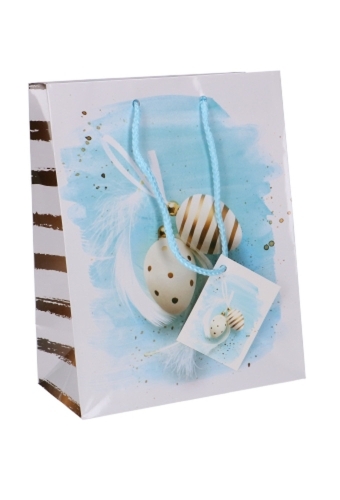 Paastasjes Paas Ei Blauw Groot  26.5x12.5x32.5cm 12stuks