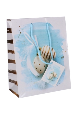 Paastasjes Paas Ei Blauw Groot  26.5x12.5x32.5cm 12stuks