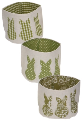 Paaszakjes Katoen Paas Haasje Groen & Naturel 10x12cm Set 3stuks