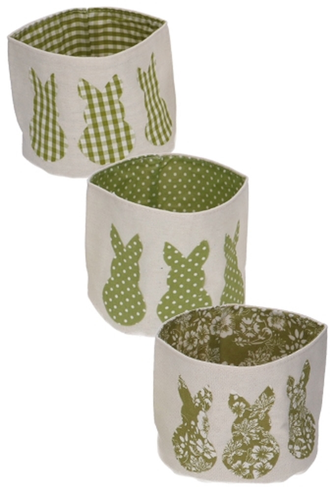 Paaszakjes Katoen Paas Haasje Groen & Naturel 10x12cm Set 3stuks