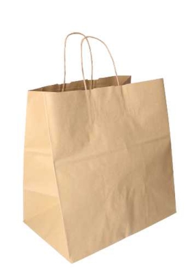 Papieren Draagtas Kassel Met Handvat Bio Kraft 32x20x33cm 25stuks OP IS OP
