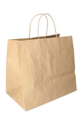 Papieren Draagtas Kassel Met Handvat Bio Kraft 35x22x32cm 15stuks OP IS OP