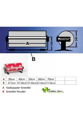 Papierrolhouder Enkel 1x24 27.5x24x7.5+40cm + mes + Voet