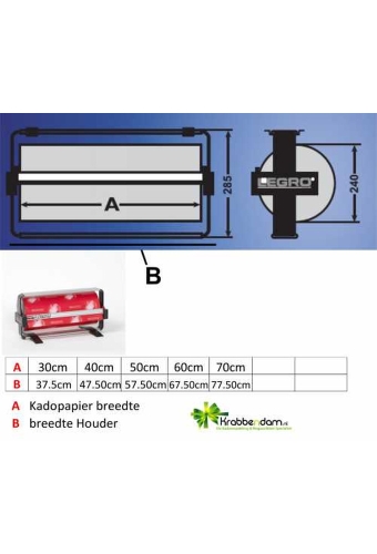 Papierrolhouder Enkel 1x24 28.5x24x7.5+30 cm + mes + voet