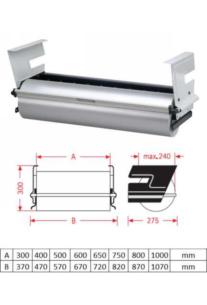 Papierrolhouder Ondertafel Inbouw Fabriano & Kartelmes 50cm breed