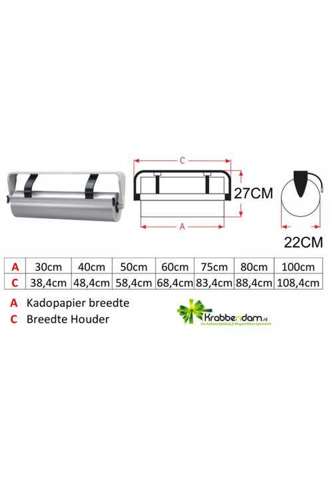 Papierrolhouder Ondertafelmodel Fabriano Kartelmes 40cm breed