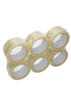 Plakband Transparant Budget Tape PP Acryl 25mu 48mm x 66meter  6stuks
