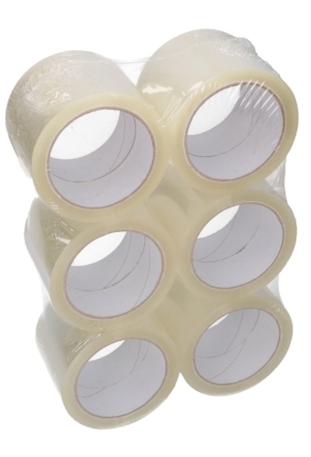 Plakband Transparant PP Acryl 28mu 75mm x 66meter  6stuks
